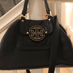 Tory Burch Amanda slouchy satchel Gold logo bag